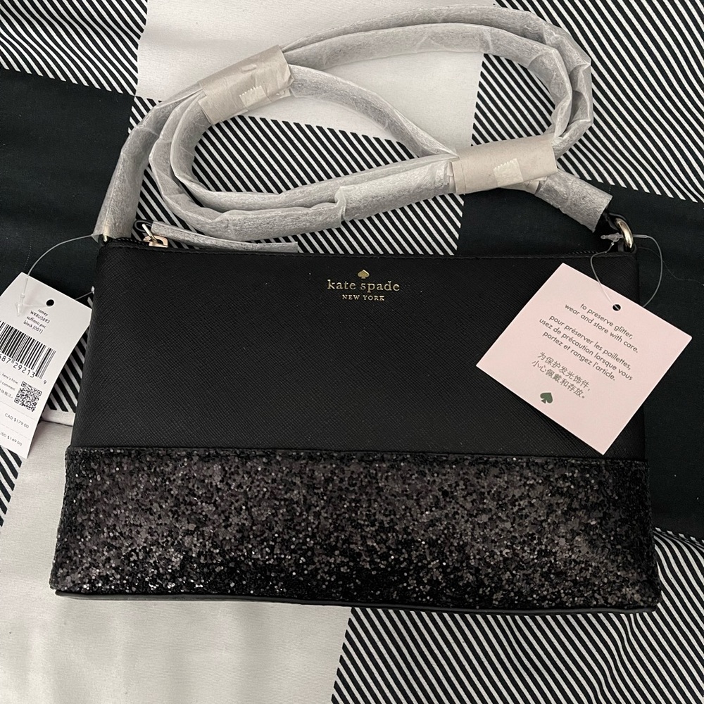 Black glitter Kate Spade crossbody bag NWT new with tags